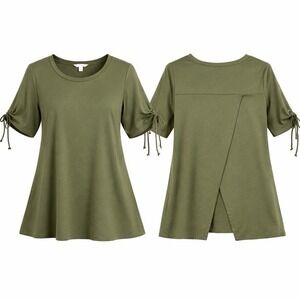 Women Top Size OX (14W-16W) Blouse Olive Green Boho Forest Fairy Festival Y2K
